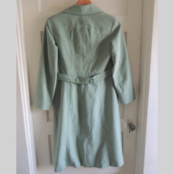 Vintage 70s Lanson ILGWU Light Green Trench Coat S - Picture 8 of 12
